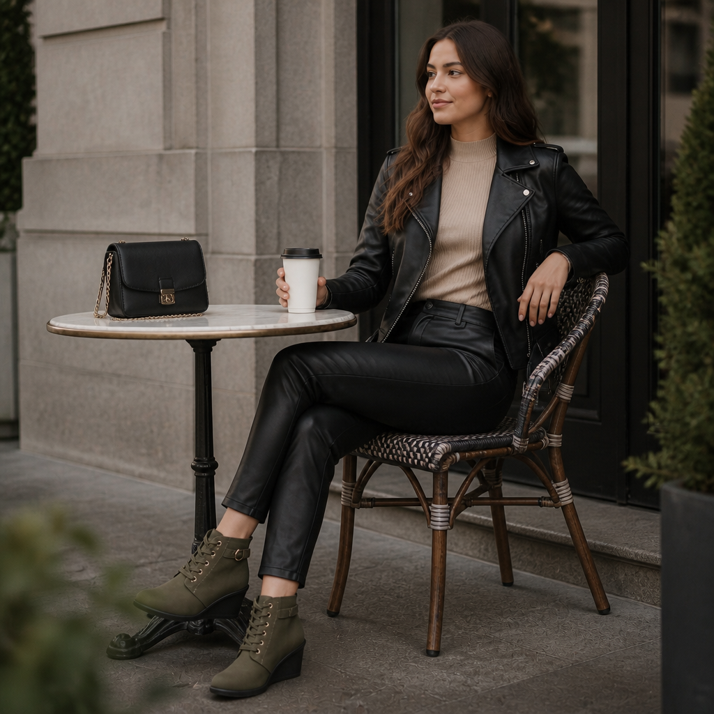 Lauralie | Water-Repellent Side-Zip Wedge Ankle Boots