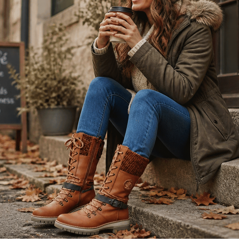 Susy | Bottes d'hiver à tige en tricot pour pieds larges