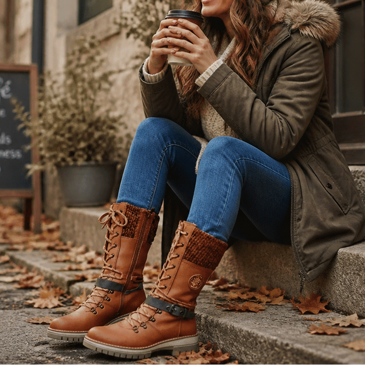 Susy | Bottes d'hiver à tige en tricot pour pieds larges