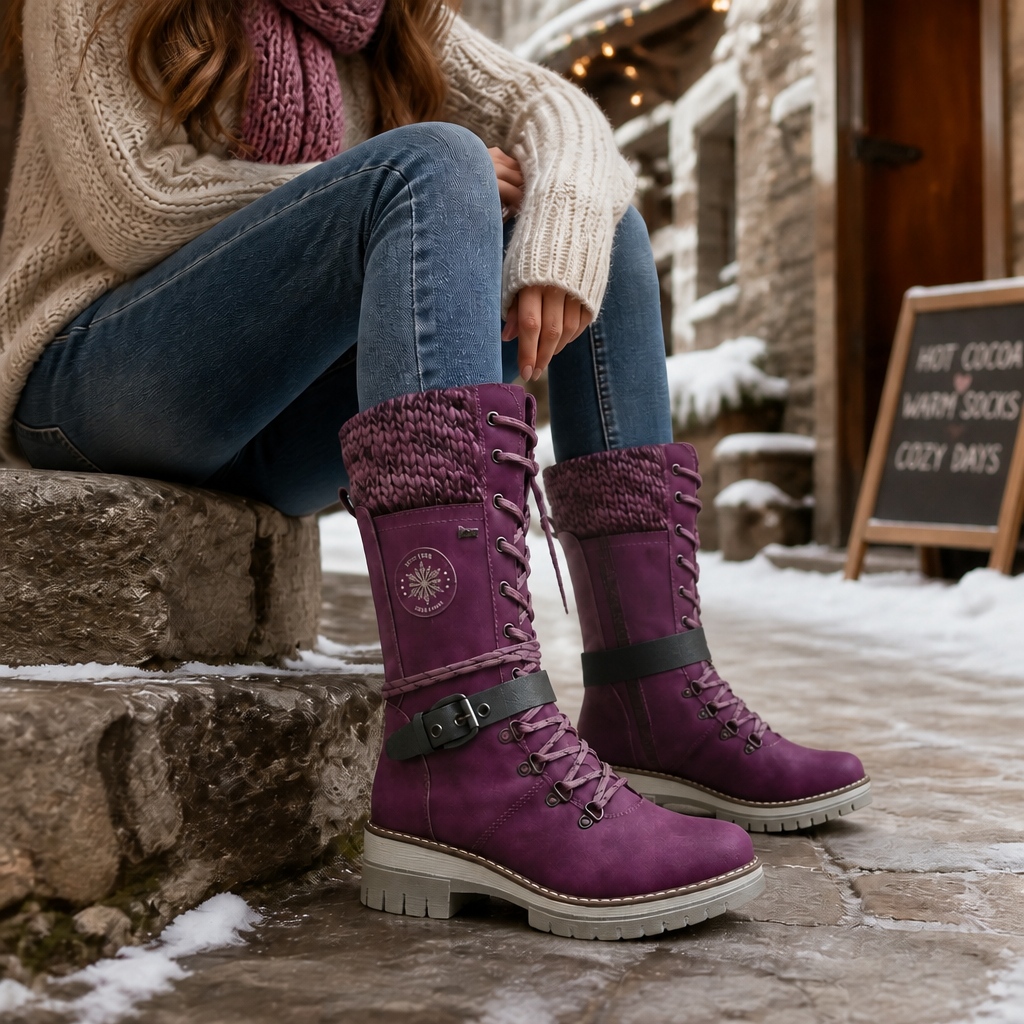 Susy | Bottes d'hiver à tige en tricot pour pieds larges