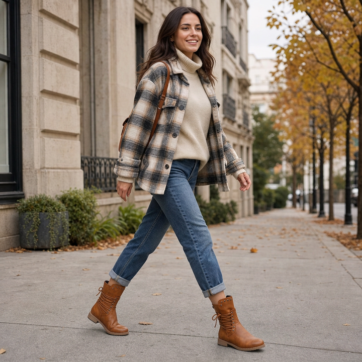 Zeyna | Adjustable Wrap-Lace Mid-Calf Combat Boots