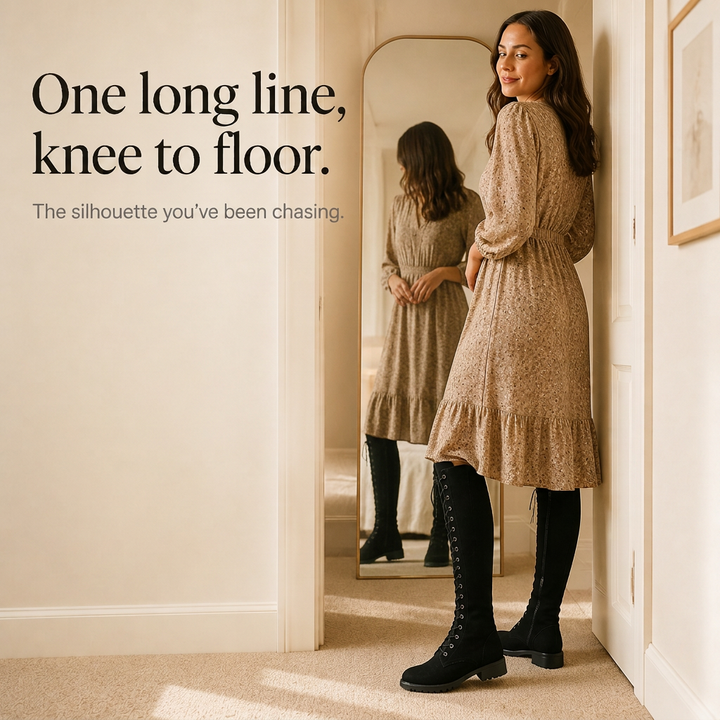 Ambreen | Bottes sur le genou à empiècement arrière à lacets