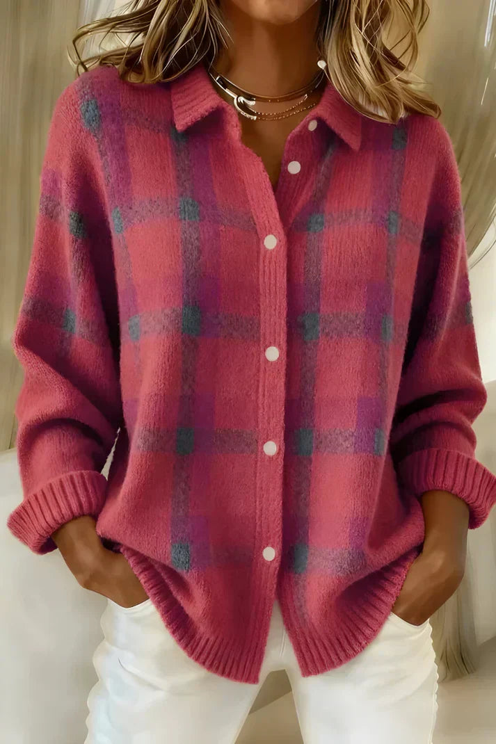 Norah | Soft Checked Knit Blouse