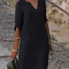 Rosalie | Elegant V-Neck Draped Midi Dress