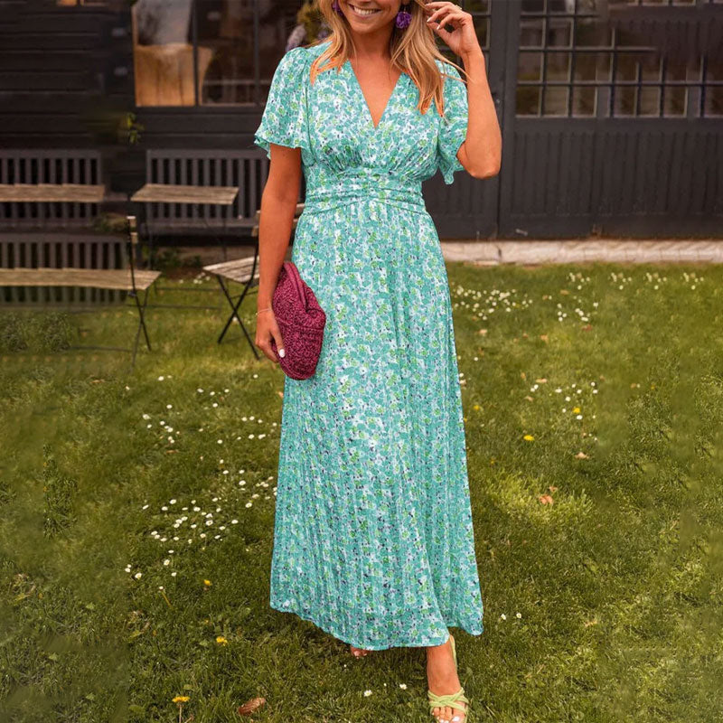 Emily | Classic V-Neck Floral Dress