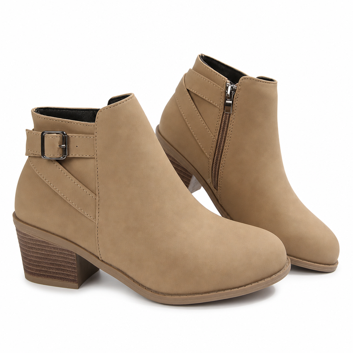 Madisson | Slanted Buckle Side-Zip Ankle Boots