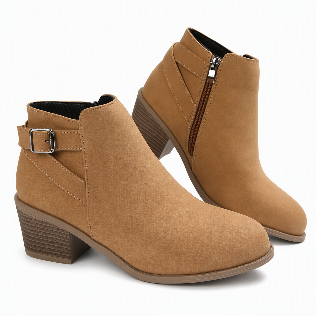 Madisson | Slanted Buckle Side-Zip Ankle Boots