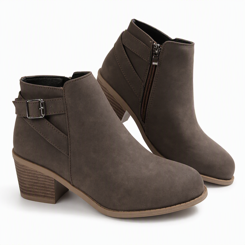 Madisson | Slanted Buckle Side-Zip Ankle Boots