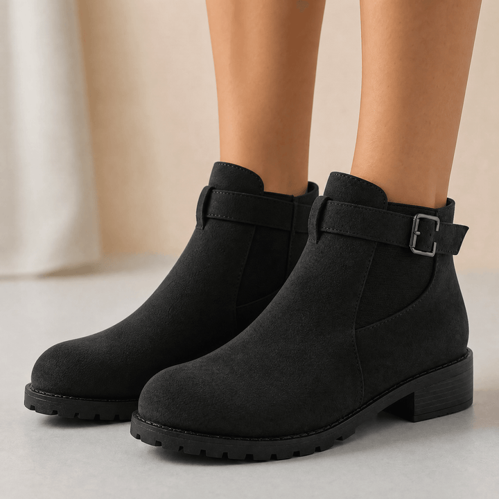 Lean | Suede-Look Buckle Ankle Booties