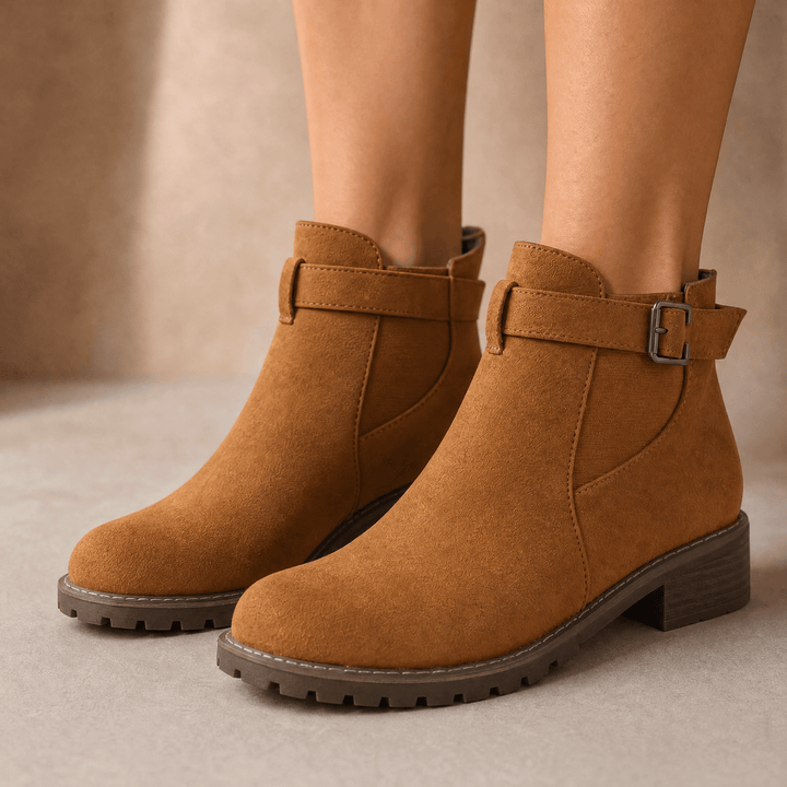 Lean | Suede-Look Buckle Ankle Booties