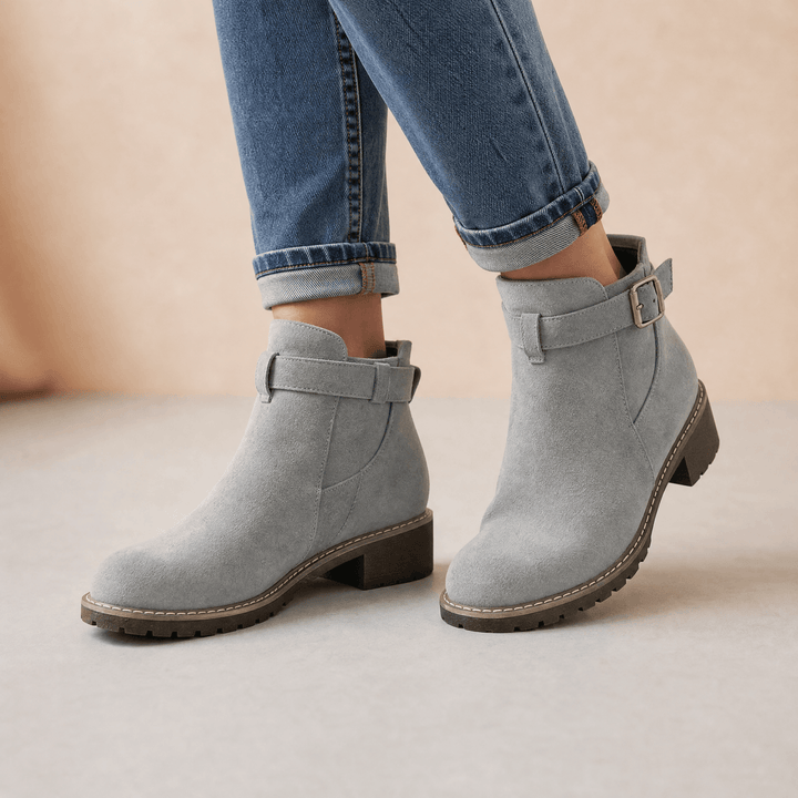 Lean | Suede-Look Buckle Ankle Booties