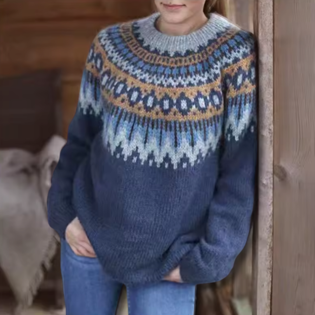 Noemi | Fair Isle Knit Sweater With Nordic Yoke