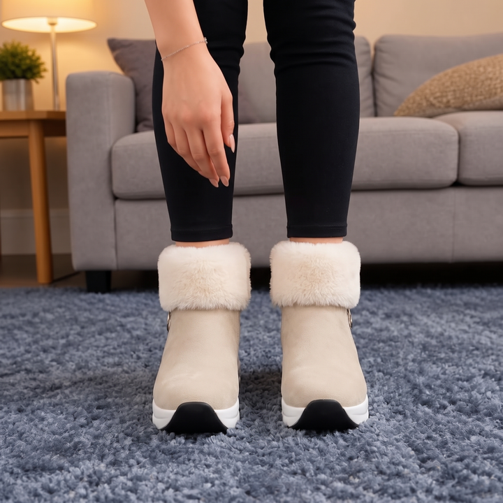 Hasna | Bottines à semelle épaisse avec bordure en fourrure synthétique