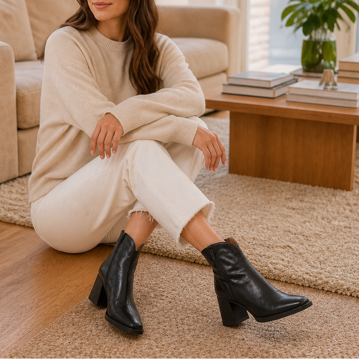 Rayleigh | Bottines élégantes en cuir à talon carré