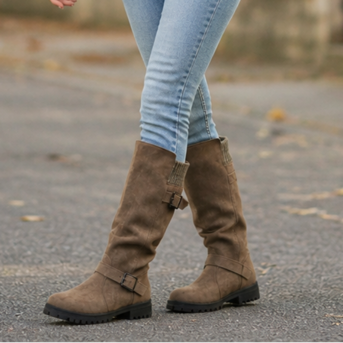 Leyah | Ribbed Cuff Slouch Mid-Calf Boots