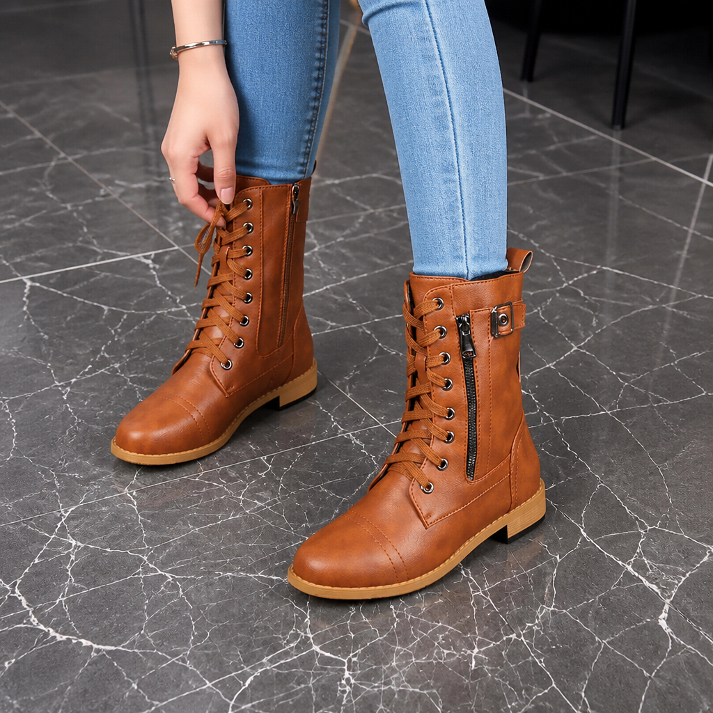 Wrenlee | Bottines à bout rond et fermeture zippée latérale