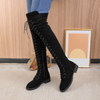 Ambreen | Bottes sur le genou à empiècement arrière à lacets