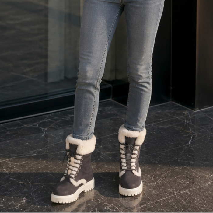 Georgiana | Bottines mi-mollet à lacets doublées en peluche