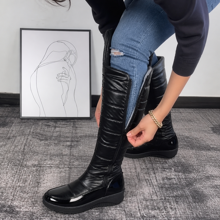 Shae-Lynne | Plush-Lined Bow Over-The-Knee Snow Boots