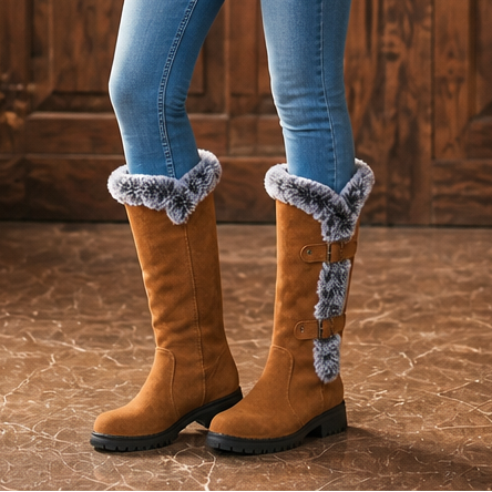 Presley | Bottes d'hiver hautes en daim bordées de fourrure