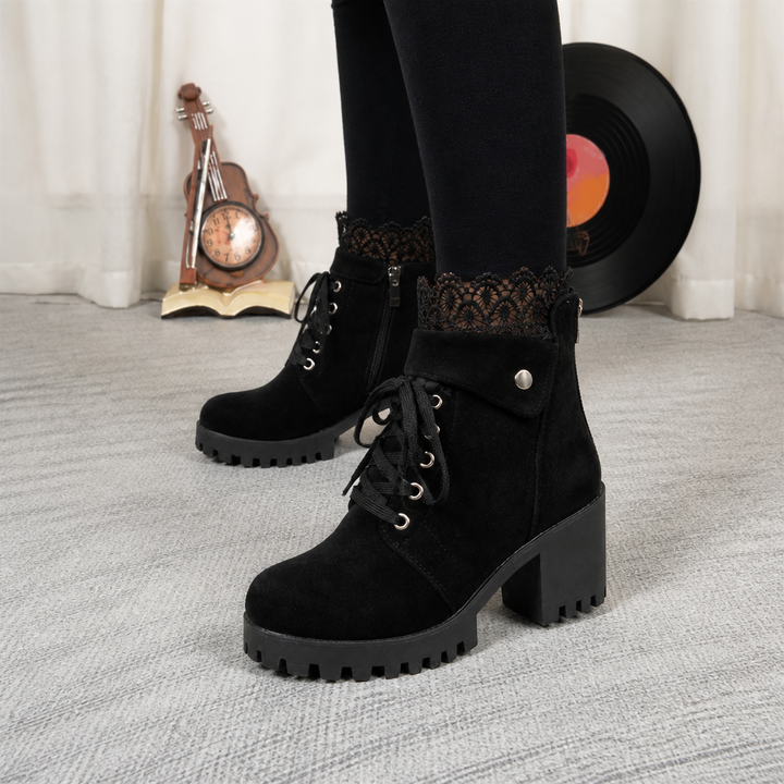 Brennan | Lace-Up Chunky Heel Ankle Booties