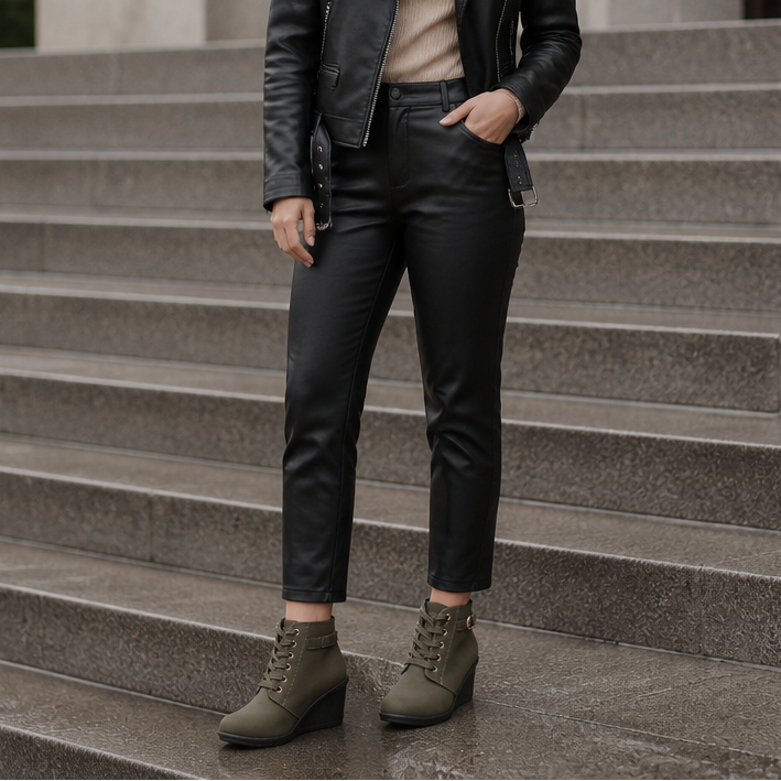 Lauralie | Water-Repellent Side-Zip Wedge Ankle Boots