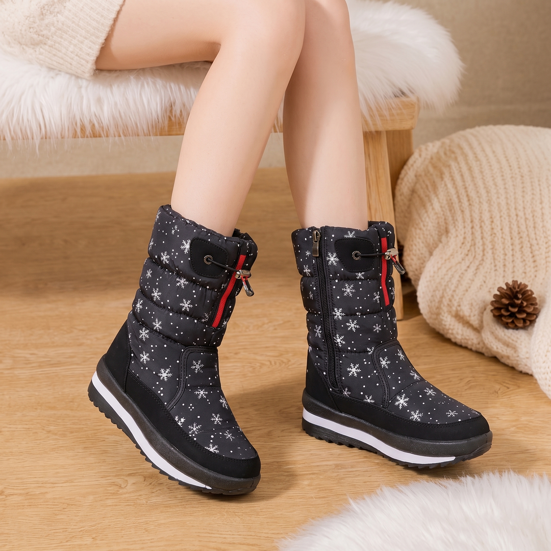 Julie-Pier | Snowflake-Print Plush-Lined Winter Boots