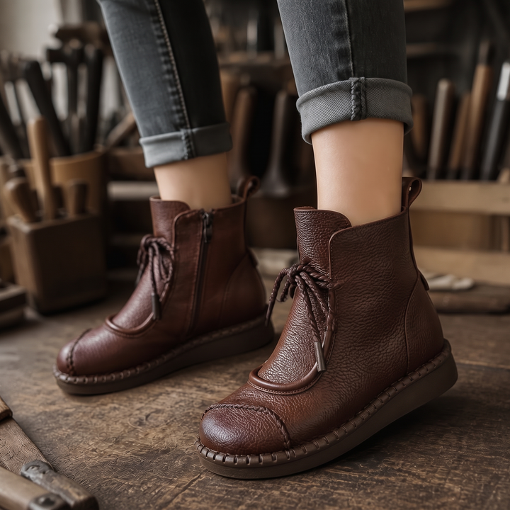 Chenelle | Vintage Lace-Up Ankle Boots