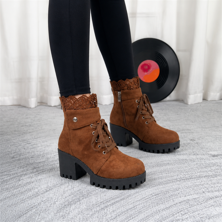 Brennan | Lace-Up Chunky Heel Ankle Booties