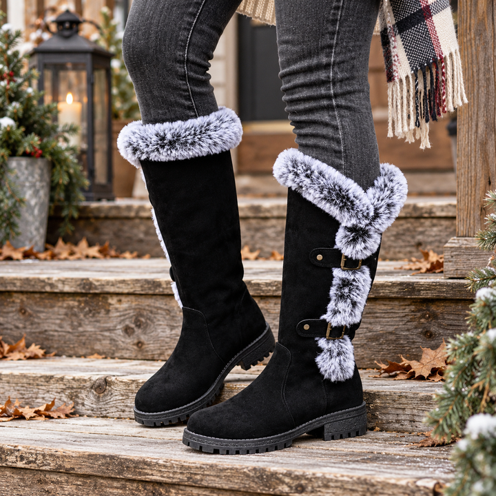 Presley | Bottes d'hiver hautes en daim bordées de fourrure