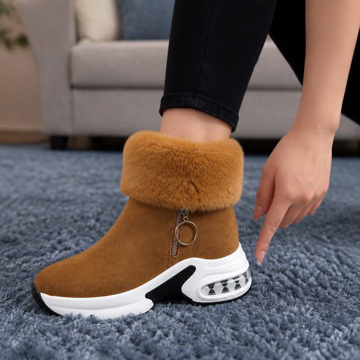 Hasna | Bottines à semelle épaisse avec bordure en fourrure synthétique
