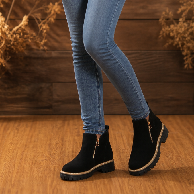 Rayaan | Bottines zippées à talon carré