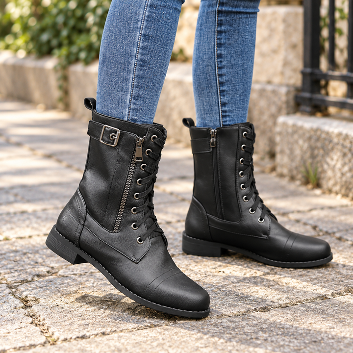 Amarah | Bottines à lacets et fermeture zippée latérale