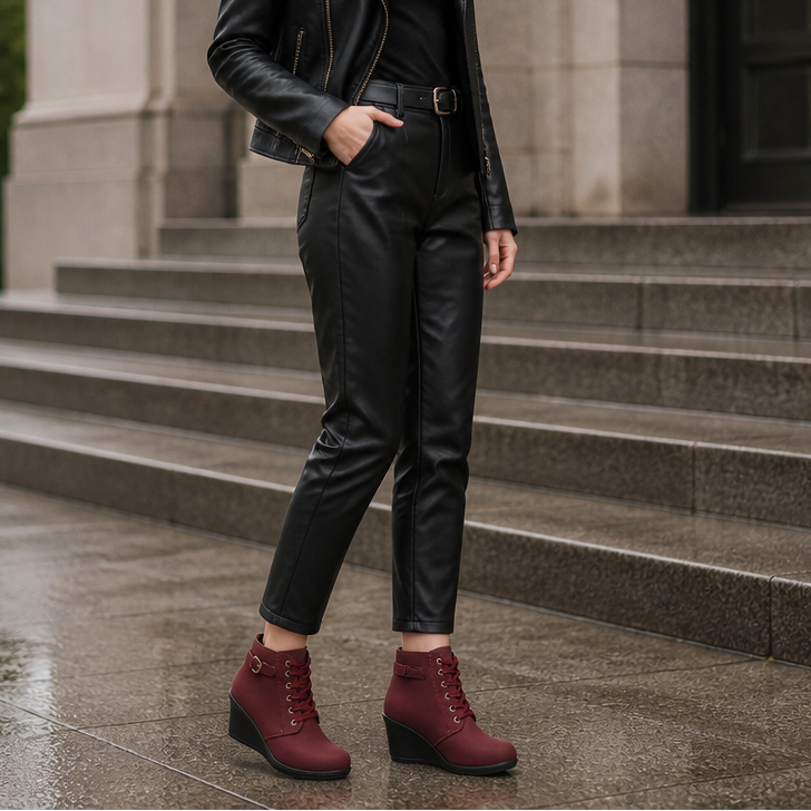 Lauralie | Water-Repellent Side-Zip Wedge Ankle Boots