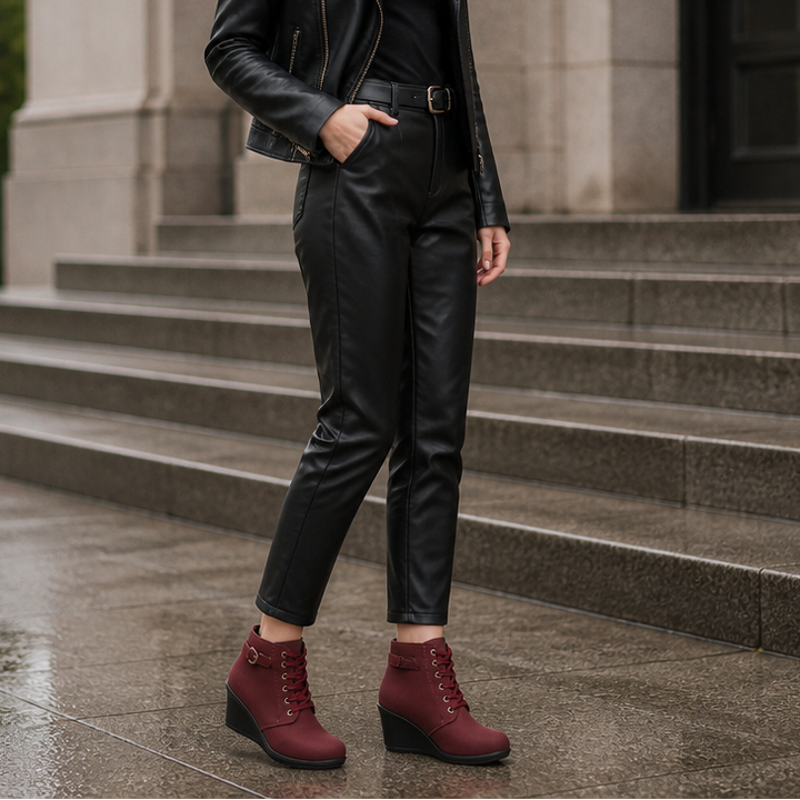 Lauralie | Water-Repellent Side-Zip Wedge Ankle Boots