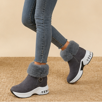 Hasna | Bottines à semelle épaisse avec bordure en fourrure synthétique