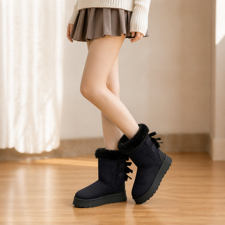 Shaleen | Bottes d'hiver à plateforme et à nœud, doublées en peluche