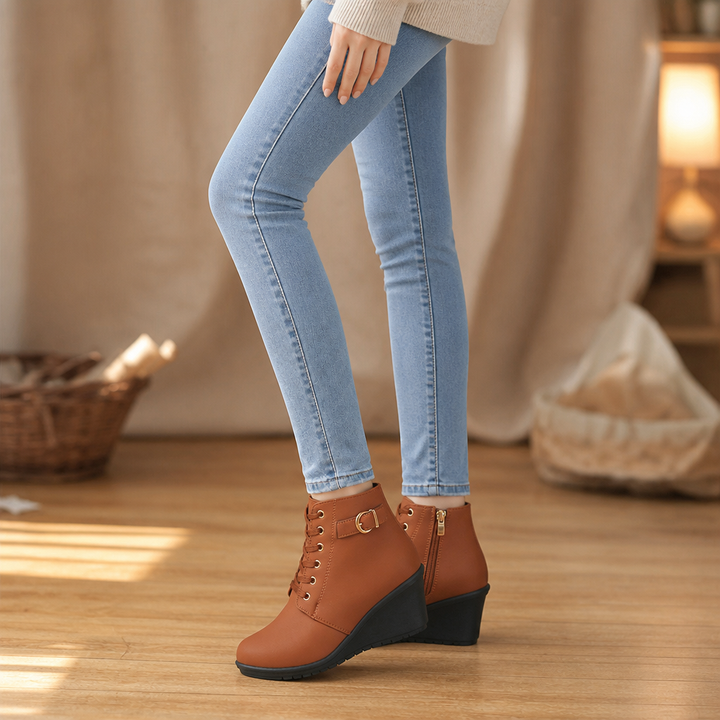 Corine | Buckle-Strap Concealed Wedge Ankle Boots