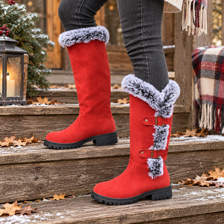 Presley | Bottes d'hiver hautes en daim bordées de fourrure