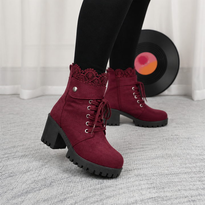 Brennan | Lace-Up Chunky Heel Ankle Booties