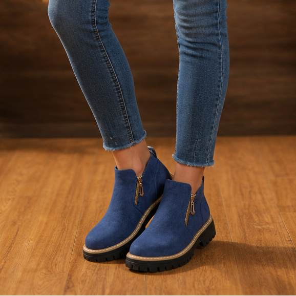 Rayaan | Bottines zippées à talon carré