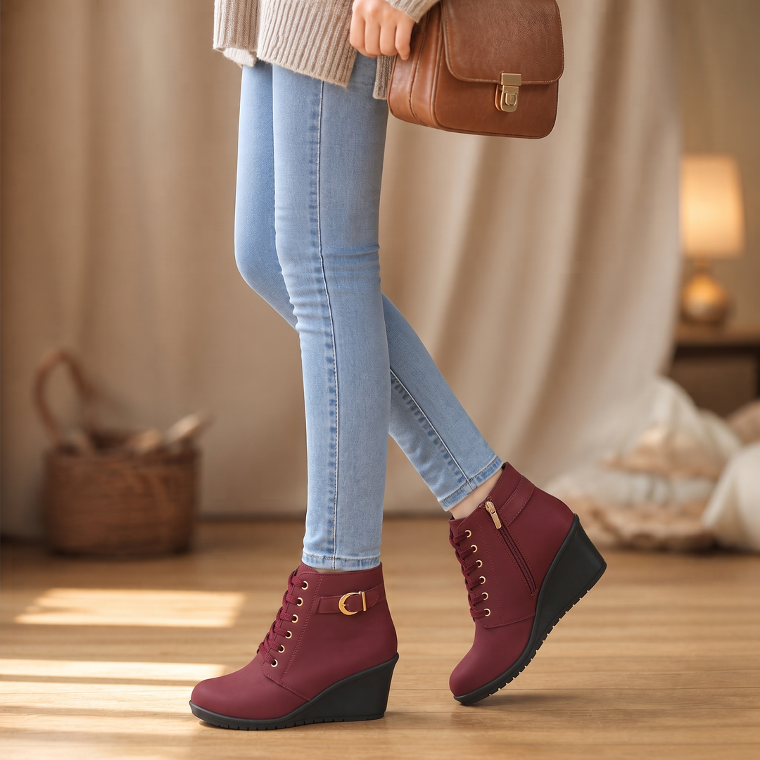 Corine | Buckle-Strap Concealed Wedge Ankle Boots