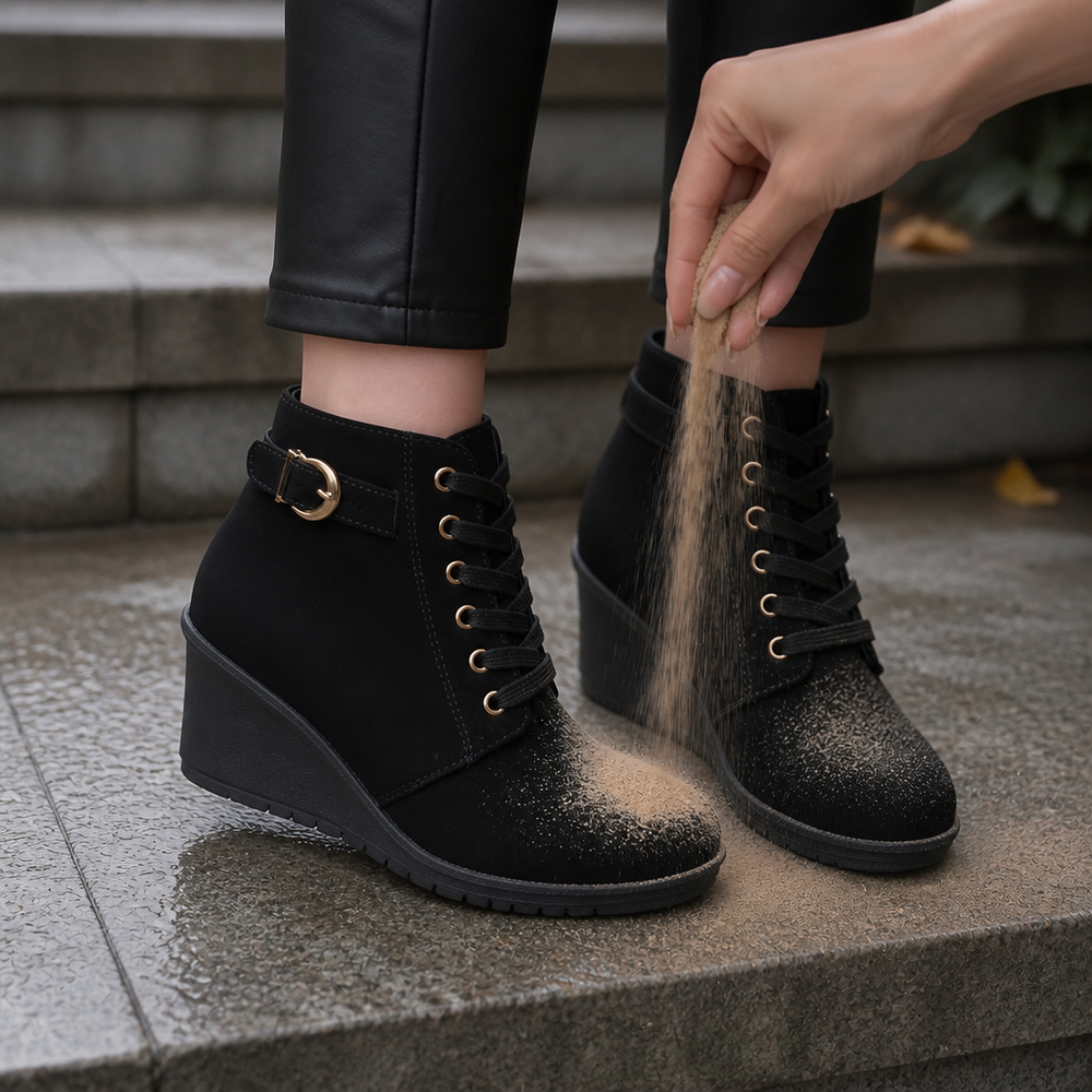 Lauralie | Water-Repellent Side-Zip Wedge Ankle Boots