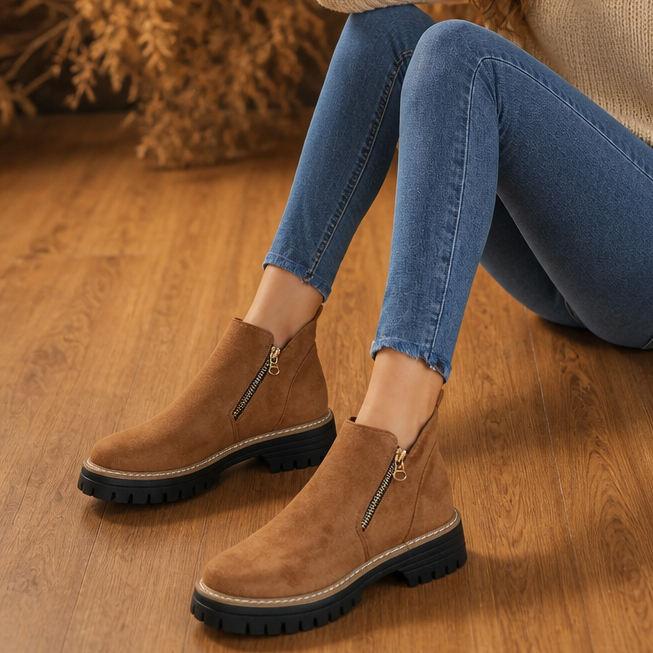 Rayaan | Bottines zippées à talon carré
