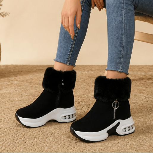 Hasna | Bottines à semelle épaisse avec bordure en fourrure synthétique