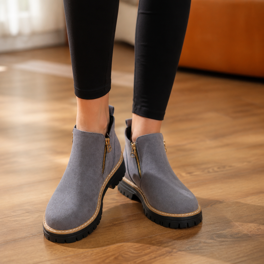 Rayaan | Bottines zippées à talon carré