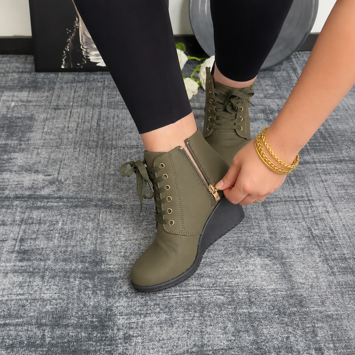 Corine | Buckle-Strap Concealed Wedge Ankle Boots