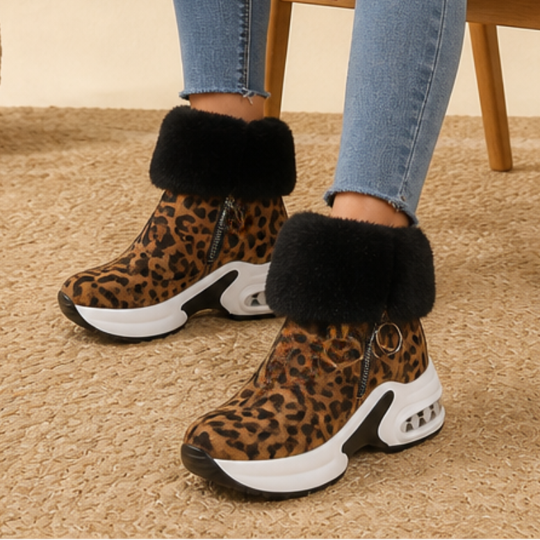 Hasna | Bottines à semelle épaisse avec bordure en fourrure synthétique