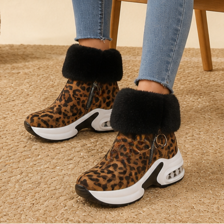 Hasna | Bottines à semelle épaisse avec bordure en fourrure synthétique