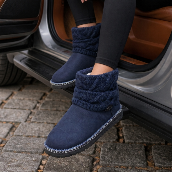 Aryana | Bottines en daim mi-mollet à maille torsadée et revers